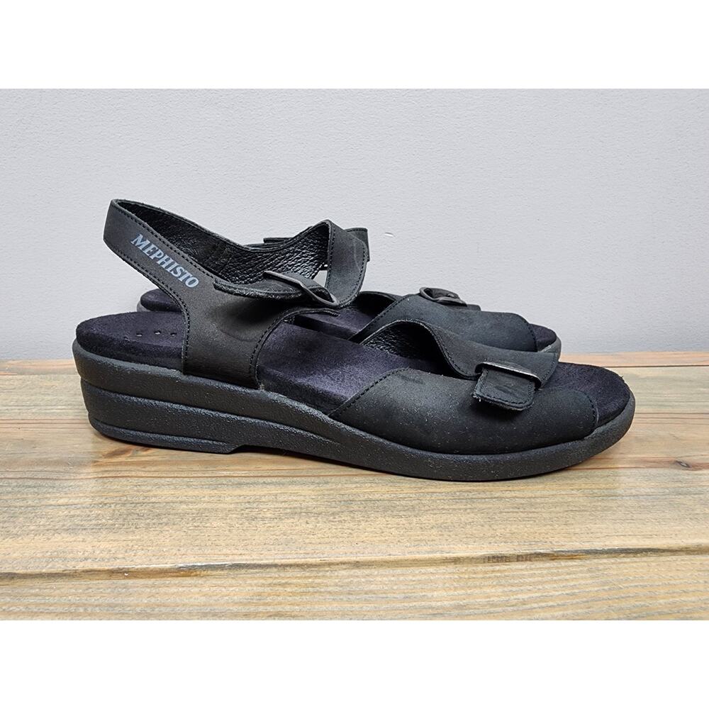 Mephisto Black Strappy Leather Sandals EURO 40 US 9